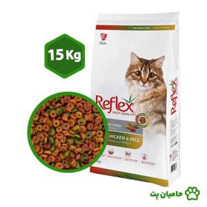 غذای خشک گربه رفلکس مولتی کالر طعم مرغ و برنج. مناسب گربه بالغ